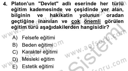 Eğitim Tarihi Dersi 2018 - 2019 Yılı Yaz Okulu Sınav Soruları 4. Soru