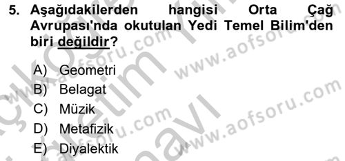 Eğitim Tarihi Dersi 2018 - 2019 Yılı Yaz Okulu Sınav Soruları 5. Soru