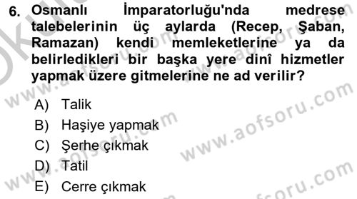 Eğitim Tarihi Dersi 2018 - 2019 Yılı Yaz Okulu Sınav Soruları 6. Soru
