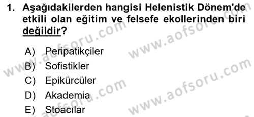 Eğitim Tarihi Dersi 2020 - 2021 Yılı Yaz Okulu Sınav Soruları 1. Soru