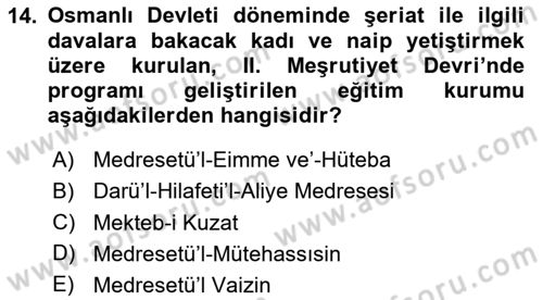 Eğitim Tarihi Dersi 2020 - 2021 Yılı Yaz Okulu Sınav Soruları 14. Soru