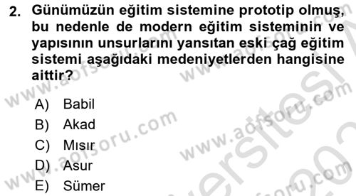 Eğitim Tarihi Dersi 2020 - 2021 Yılı Yaz Okulu Sınav Soruları 2. Soru