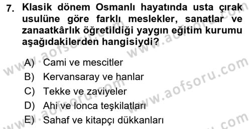 Eğitim Tarihi Dersi 2020 - 2021 Yılı Yaz Okulu Sınav Soruları 7. Soru