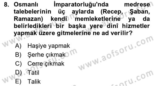 Eğitim Tarihi Dersi 2020 - 2021 Yılı Yaz Okulu Sınav Soruları 8. Soru