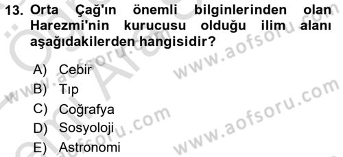 Eğitim Tarihi Dersi 2021 - 2022 Yılı (Vize) Ara Sınavı 13. Soru