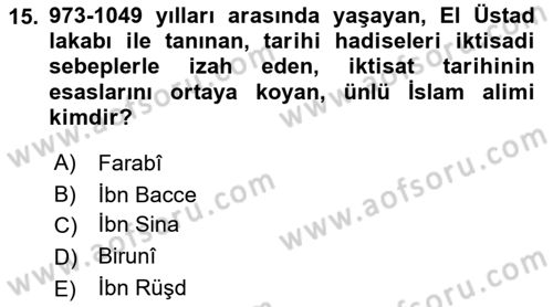 Eğitim Tarihi Dersi 2021 - 2022 Yılı (Vize) Ara Sınavı 15. Soru