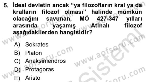 Eğitim Tarihi Dersi 2021 - 2022 Yılı (Vize) Ara Sınavı 5. Soru