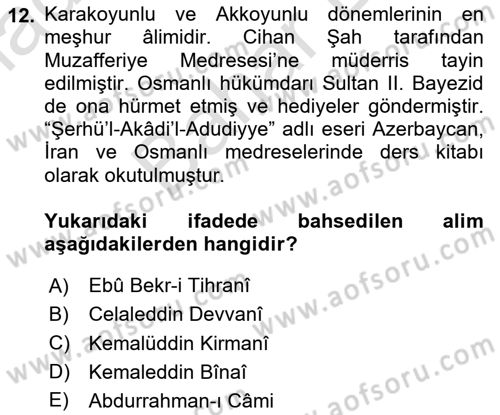 Eğitim Tarihi Dersi 2022 - 2023 Yılı (Final) Dönem Sonu Sınav Soruları 12. Soru