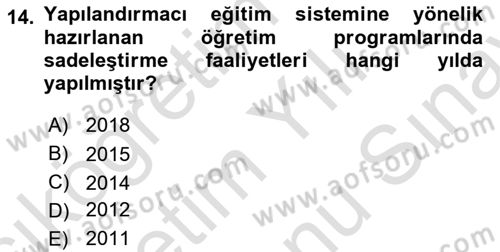 Eğitim Tarihi Dersi 2022 - 2023 Yılı (Final) Dönem Sonu Sınav Soruları 14. Soru