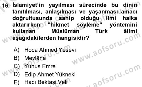 Eğitim Tarihi Dersi 2023 - 2024 Yılı (Vize) Ara Sınav Soruları 16. Soru