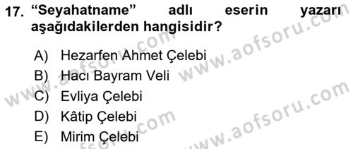 Eğitim Tarihi Dersi 2023 - 2024 Yılı (Vize) Ara Sınav Soruları 17. Soru