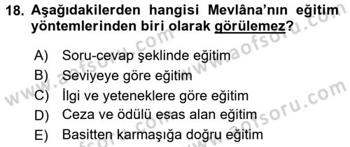 Eğitim Tarihi Dersi 2023 - 2024 Yılı (Vize) Ara Sınav Soruları 18. Soru