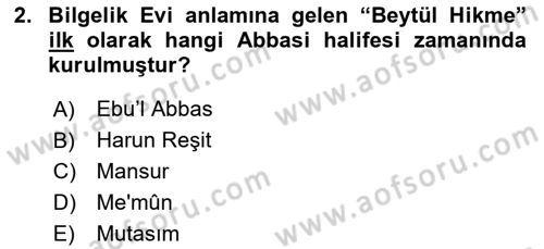 Eğitim Tarihi Dersi 2023 - 2024 Yılı (Vize) Ara Sınav Soruları 2. Soru
