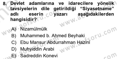 Eğitim Tarihi Dersi 2023 - 2024 Yılı (Vize) Ara Sınav Soruları 8. Soru