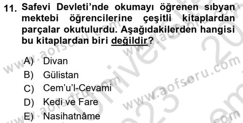 Eğitim Tarihi Dersi 2023 - 2024 Yılı (Final) Dönem Sonu Sınav Soruları 11. Soru