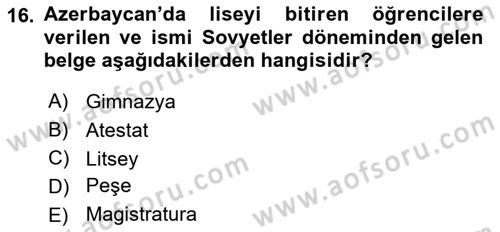 Eğitim Tarihi Dersi 2023 - 2024 Yılı (Final) Dönem Sonu Sınav Soruları 16. Soru