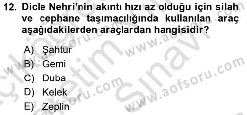 Birinci Dünya Savaşı’nda Türk Cepheleri Dersi 2021 - 2022 Yılı (Vize) Ara Sınav Soruları 12. Soru