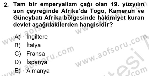 Birinci Dünya Savaşı’nda Türk Cepheleri Dersi 2021 - 2022 Yılı (Final) Dönem Sonu Sınav Soruları 2. Soru