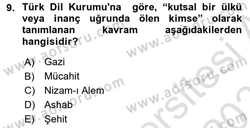 Birinci Dünya Savaşı’nda Türk Cepheleri Dersi 2021 - 2022 Yılı (Final) Dönem Sonu Sınav Soruları 9. Soru