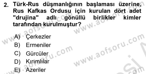 Birinci Dünya Savaşı’nda Türk Cepheleri Dersi 2021 - 2022 Yılı Yaz Okulu Sınav Soruları 2. Soru