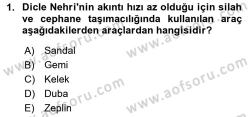 Birinci Dünya Savaşı’nda Türk Cepheleri Dersi 2023 - 2024 Yılı (Vize) Ara Sınavı 1. Soru