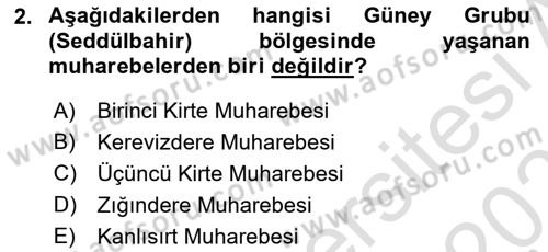 Birinci Dünya Savaşı’nda Türk Cepheleri Dersi 2024 - 2025 Yılı (Vize) Ara Sınav Soruları 2. Soru
