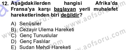 Sömürgecilik Tarihi (Avrupa-Amerika) Dersi 2014 - 2015 Yılı (Vize) Ara Sınav Soruları 12. Soru