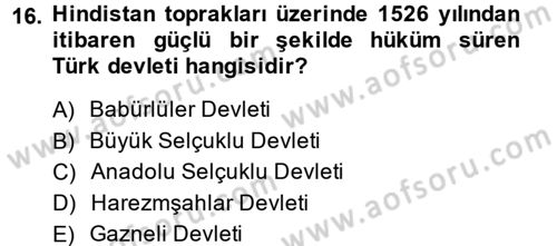 Sömürgecilik Tarihi (Avrupa-Amerika) Dersi Ara Sınavı Deneme Sınav Soruları 16. Soru