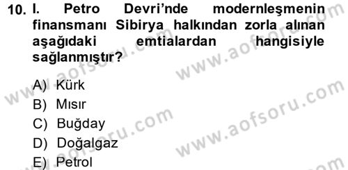Sömürgecilik Tarihi (Avrupa-Amerika) Dersi 2014 - 2015 Yılı (Final) Dönem Sonu Sınav Soruları 10. Soru