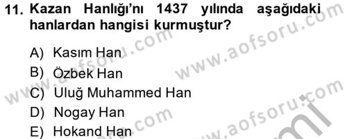 Sömürgecilik Tarihi (Avrupa-Amerika) Dersi 2014 - 2015 Yılı (Final) Dönem Sonu Sınav Soruları 11. Soru