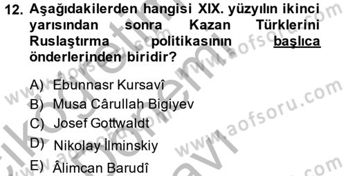 Sömürgecilik Tarihi (Avrupa-Amerika) Dersi 2014 - 2015 Yılı (Final) Dönem Sonu Sınav Soruları 12. Soru