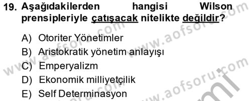Sömürgecilik Tarihi (Avrupa-Amerika) Dersi 2014 - 2015 Yılı (Final) Dönem Sonu Sınav Soruları 19. Soru