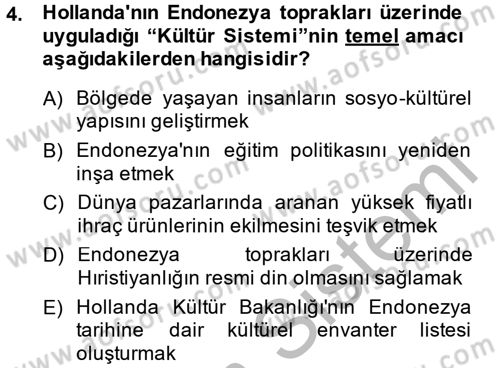 Sömürgecilik Tarihi (Avrupa-Amerika) Dersi 2014 - 2015 Yılı (Final) Dönem Sonu Sınav Soruları 4. Soru