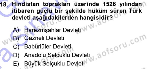 Sömürgecilik Tarihi (Avrupa-Amerika) Dersi Ara Sınavı Deneme Sınav Soruları 18. Soru