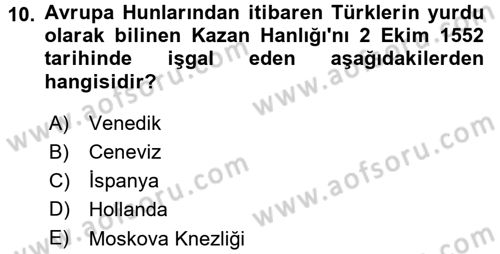 Sömürgecilik Tarihi (Avrupa-Amerika) Dersi 2015 - 2016 Yılı (Final) Dönem Sonu Sınav Soruları 10. Soru