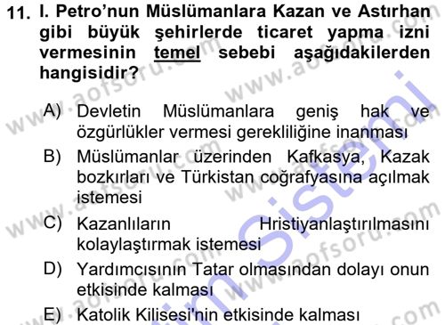 Sömürgecilik Tarihi (Avrupa-Amerika) Dersi 2015 - 2016 Yılı (Final) Dönem Sonu Sınav Soruları 11. Soru