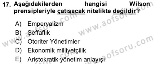 Sömürgecilik Tarihi (Avrupa-Amerika) Dersi 2015 - 2016 Yılı (Final) Dönem Sonu Sınav Soruları 17. Soru