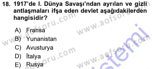 Sömürgecilik Tarihi (Avrupa-Amerika) Dersi 2015 - 2016 Yılı (Final) Dönem Sonu Sınav Soruları 18. Soru