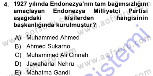 Sömürgecilik Tarihi (Avrupa-Amerika) Dersi 2015 - 2016 Yılı (Final) Dönem Sonu Sınav Soruları 4. Soru