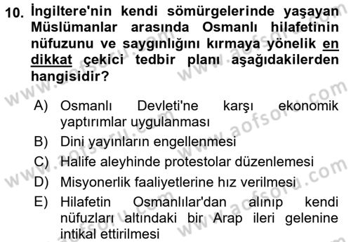 Sömürgecilik Tarihi (Avrupa-Amerika) Dersi 2016 - 2017 Yılı 3 Ders Sınav Soruları 10. Soru