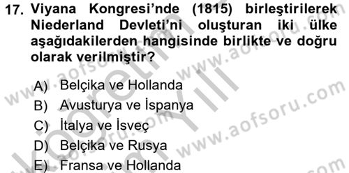 Sömürgecilik Tarihi (Avrupa-Amerika) Dersi 2016 - 2017 Yılı 3 Ders Sınav Soruları 17. Soru