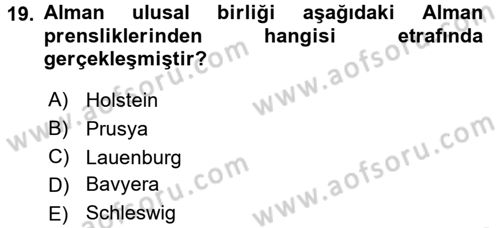 Sömürgecilik Tarihi (Avrupa-Amerika) Dersi 2016 - 2017 Yılı 3 Ders Sınav Soruları 19. Soru