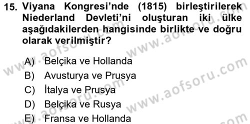 Sömürgecilik Tarihi (Avrupa-Amerika) Dersi 2016 - 2017 Yılı (Final) Dönem Sonu Sınav Soruları 15. Soru