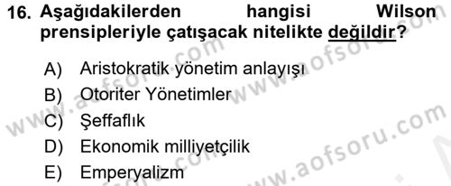 Sömürgecilik Tarihi (Avrupa-Amerika) Dersi 2016 - 2017 Yılı (Final) Dönem Sonu Sınav Soruları 16. Soru