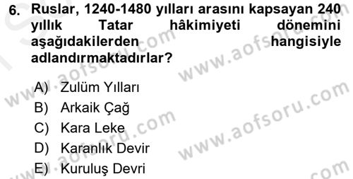 Sömürgecilik Tarihi (Avrupa-Amerika) Dersi 2016 - 2017 Yılı (Final) Dönem Sonu Sınav Soruları 6. Soru