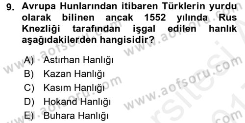 Sömürgecilik Tarihi (Avrupa-Amerika) Dersi 2016 - 2017 Yılı (Final) Dönem Sonu Sınav Soruları 9. Soru