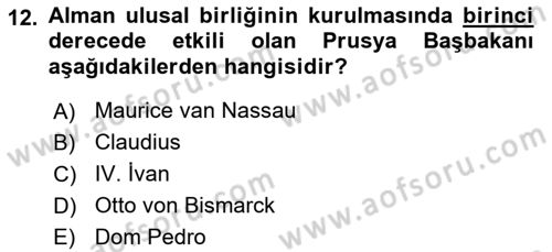 Sömürgecilik Tarihi (Avrupa-Amerika) Dersi 2017 - 2018 Yılı 3 Ders Sınav Soruları 12. Soru