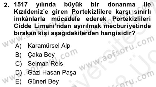Sömürgecilik Tarihi (Avrupa-Amerika) Dersi 2017 - 2018 Yılı 3 Ders Sınav Soruları 2. Soru