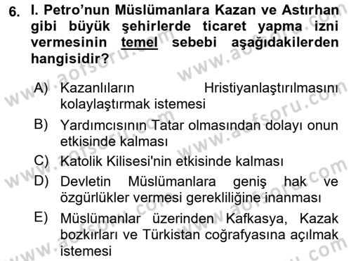 Sömürgecilik Tarihi (Avrupa-Amerika) Dersi 2017 - 2018 Yılı 3 Ders Sınav Soruları 6. Soru