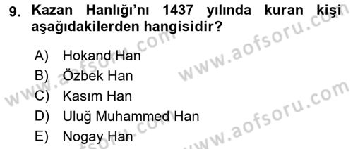 Sömürgecilik Tarihi (Avrupa-Amerika) Dersi 2017 - 2018 Yılı 3 Ders Sınav Soruları 9. Soru